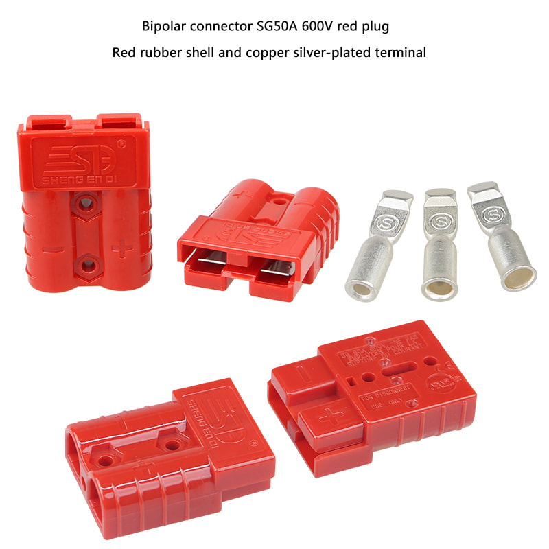 Battery connector 50A 600V red plug